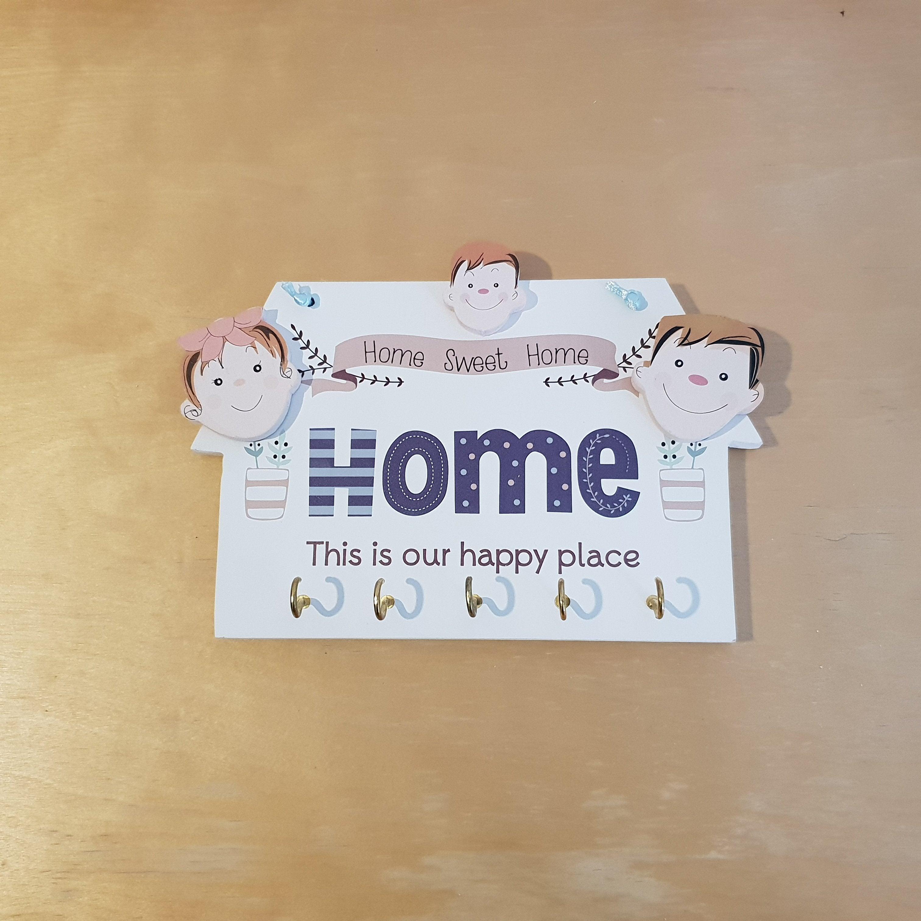 C&F Wooden Home This Is Our Happy Place Family Key Holder - Kids Haven C&F Wooden Home This Is Our Happy Place Family Key Holder - Kids Haven
