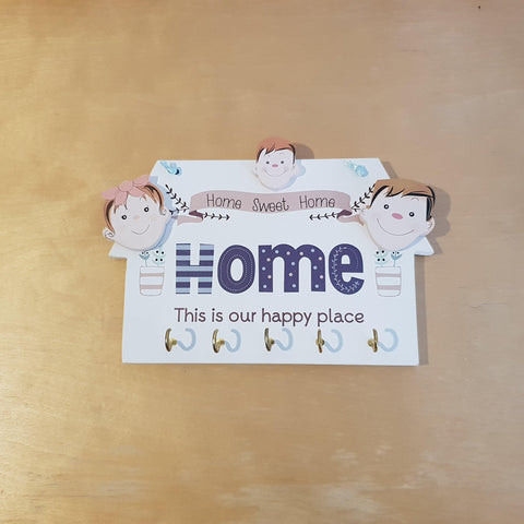 C&F Wooden Home This Is Our Happy Place Family Key Holder - Kids Haven C&F Wooden Home This Is Our Happy Place Family Key Holder - Kids Haven