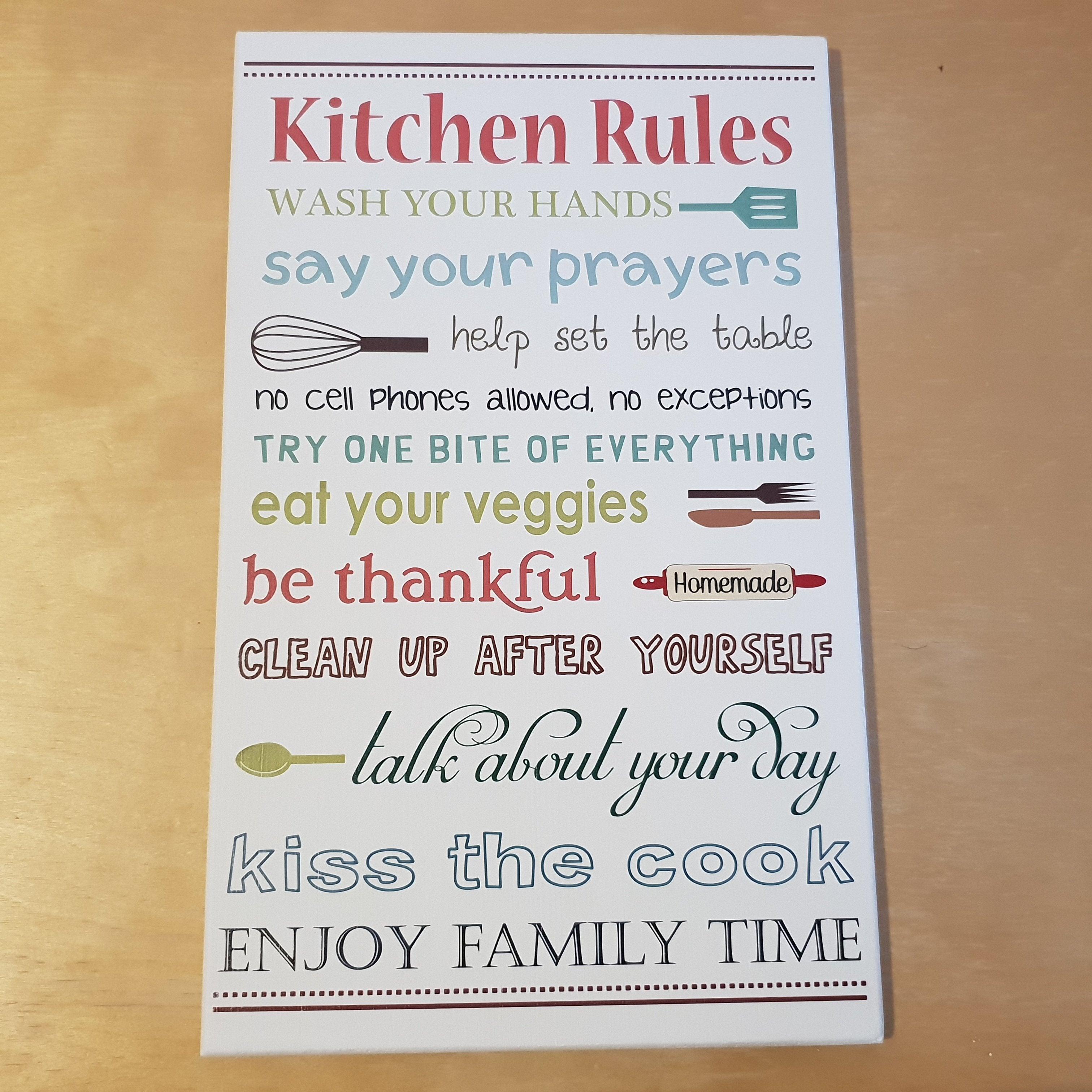 C&F Wooden Kitchen Rules Quote Plaque - Kids Haven C&F Wooden Kitchen Rules Quote Plaque - Kids Haven