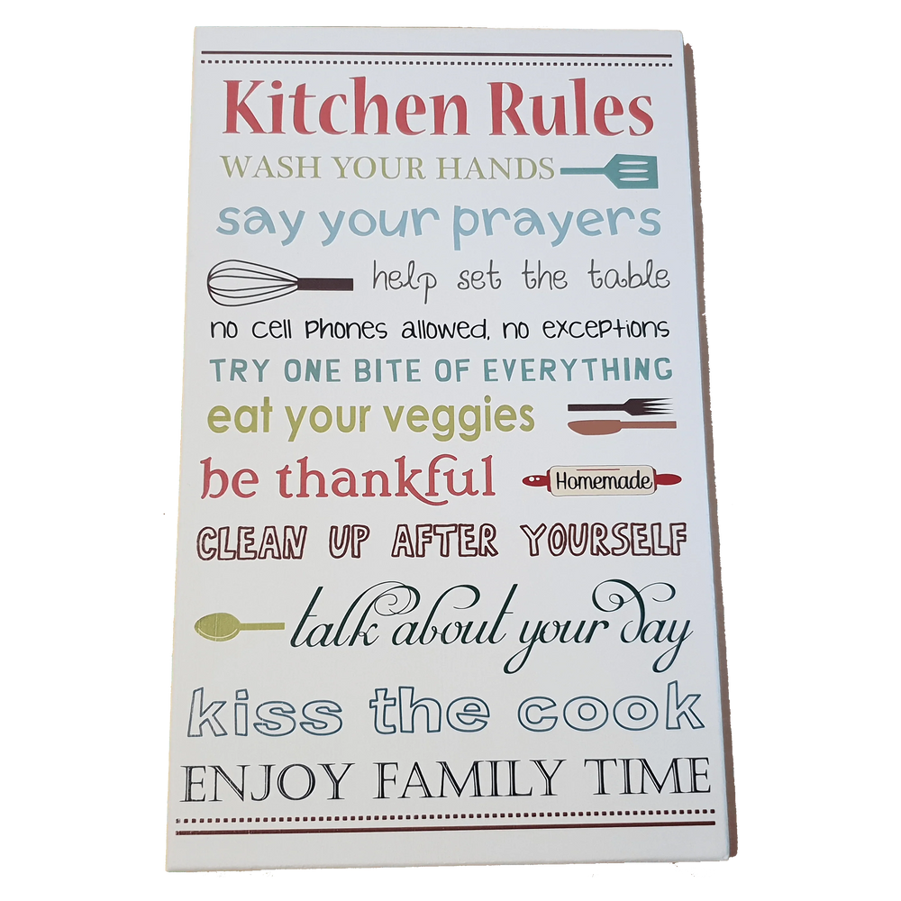 C&F Wooden Kitchen Rules Quote Plaque