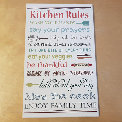 C&F Wooden Kitchen Rules Quote Plaque - Kids Haven C&F Wooden Kitchen Rules Quote Plaque - Kids Haven
