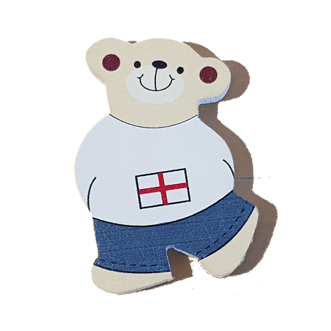 C&F Wooden Little Boy Bear Character - English Flag C&F Wooden Little Boy Bear Character - English Flag