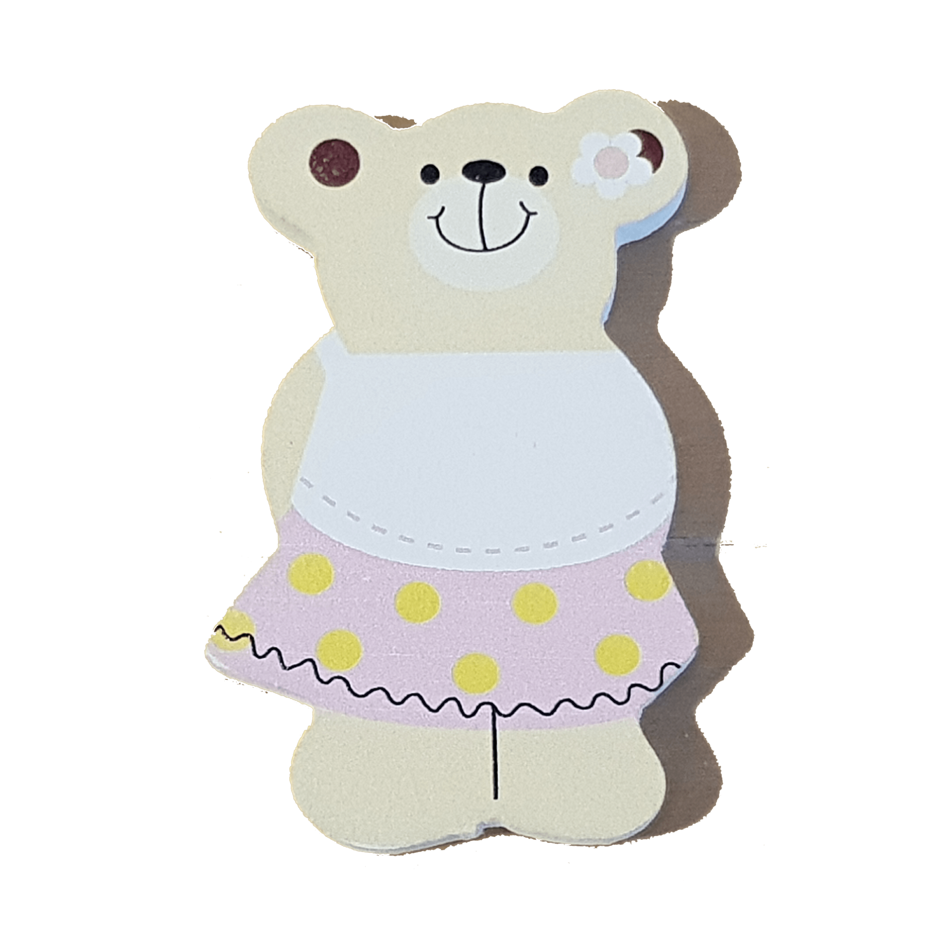 C&F Wooden Little Girl Bear Character - Polka Dot Skirt C&F Wooden Little Girl Bear Character - Polka Dot Skirt