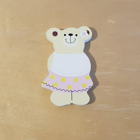 C&F Wooden Little Girl Bear Character - Polka Dot Skirt - Kids Haven C&F Wooden Little Girl Bear Character - Polka Dot Skirt - Kids Haven