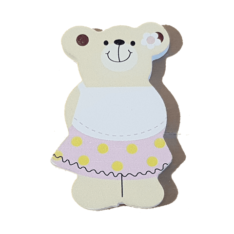 C&F Wooden Little Girl Bear Character - Polka Dot Skirt C&F Wooden Little Girl Bear Character - Polka Dot Skirt