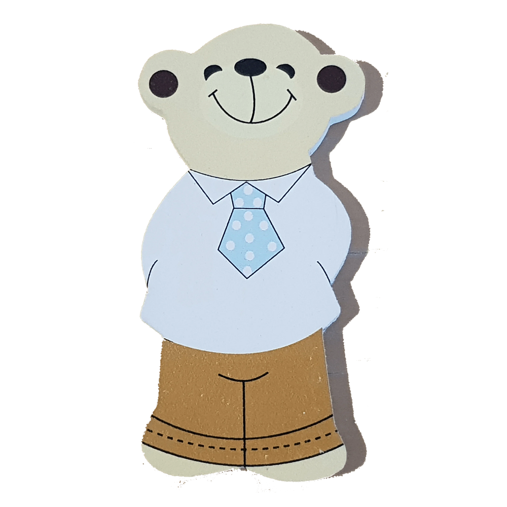 C&F Wooden Papa Bear Character - Blue Tie