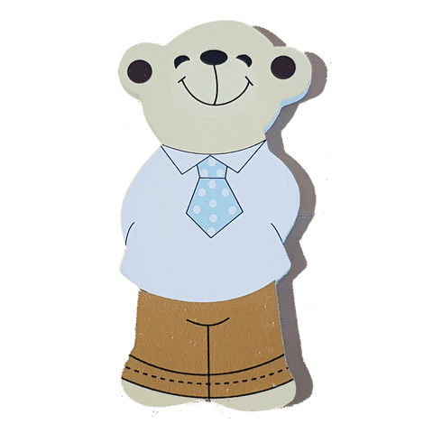 C&F Wooden Papa Bear Character - Blue Tie