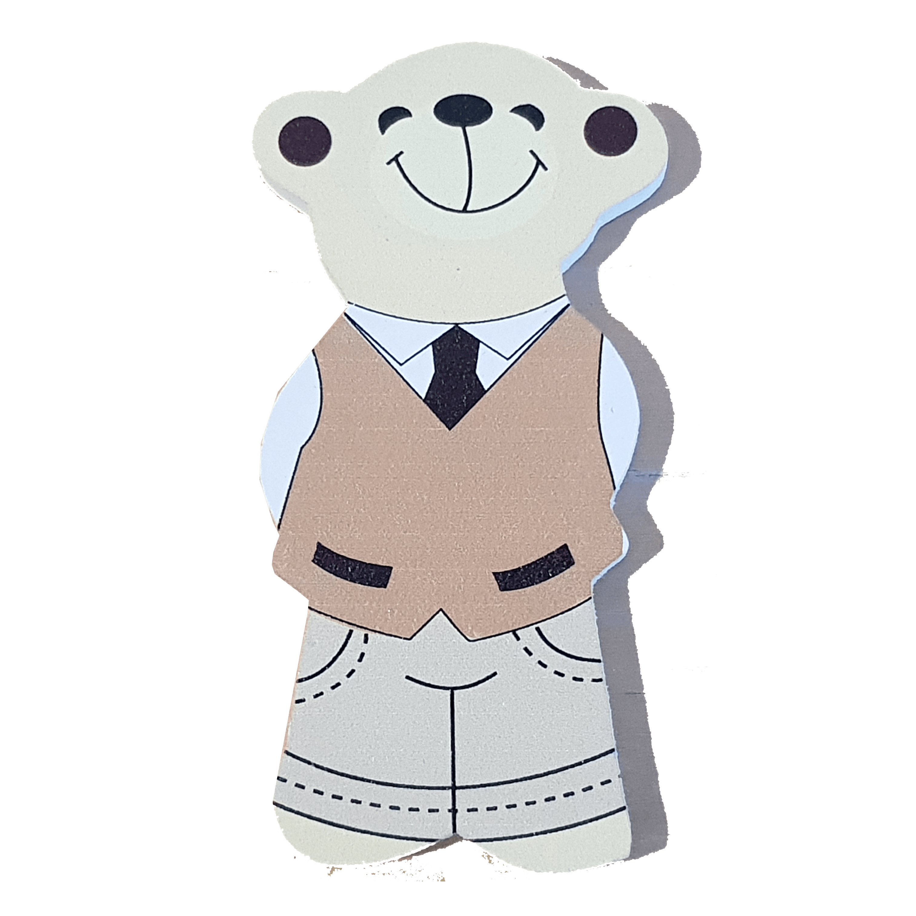 C&F Wooden Papa Bear Character - Brown Vest C&F Wooden Papa Bear Character - Brown Vest
