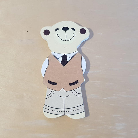 C&F Wooden Papa Bear Character - Brown Vest - Kids Haven C&F Wooden Papa Bear Character - Brown Vest - Kids Haven