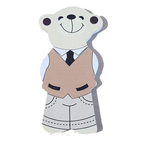 C&F Wooden Papa Bear Character - Brown Vest C&F Wooden Papa Bear Character - Brown Vest