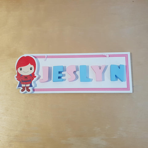 C&F Wooden Pink Border Rectangle Name Plate - Kids Haven C&F Wooden Pink Border Rectangle Name Plate - Kids Haven