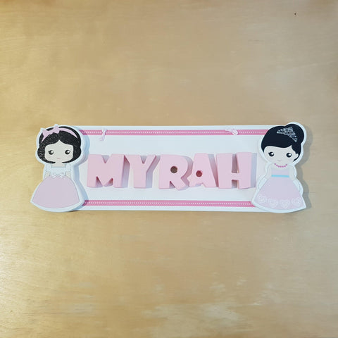 C&F Wooden Pink Border Rectangle Name Plate - Kids Haven C&F Wooden Pink Border Rectangle Name Plate - Kids Haven