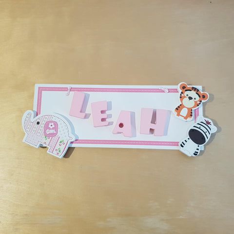 C&F Wooden Pink Border Rectangle Name Plate - Kids Haven C&F Wooden Pink Border Rectangle Name Plate - Kids Haven