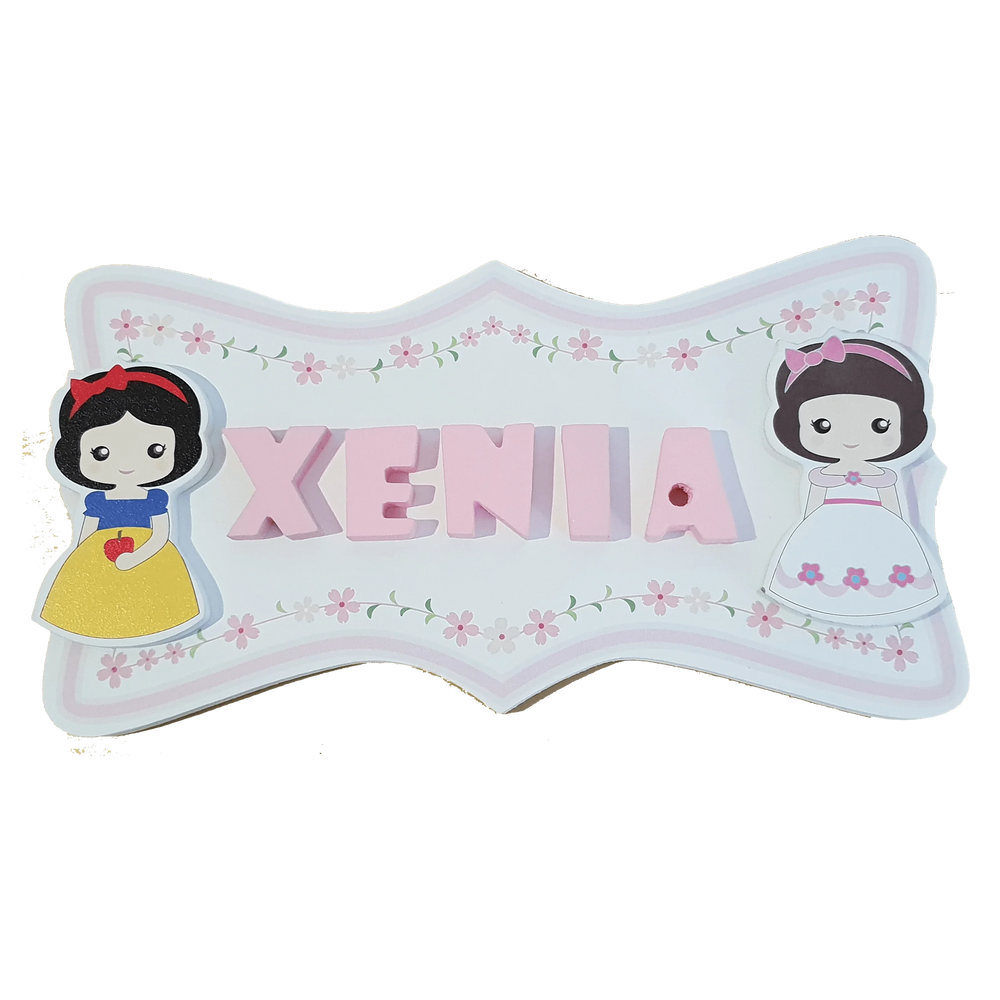 C&F Wooden Pink Flowers Ribbon Name Plate