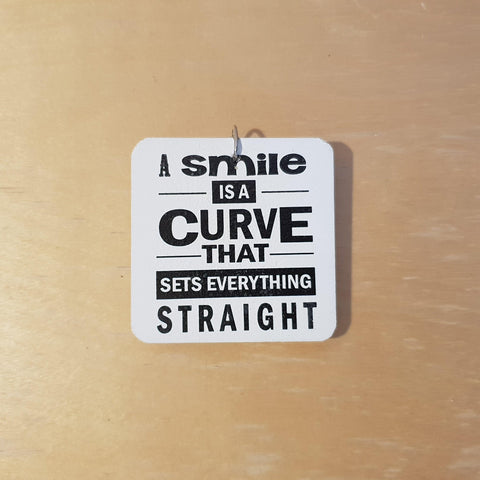 C&F Wooden Quote Magnet - A Smile Is A Curve - Kids Haven C&F Wooden Quote Magnet - A Smile Is A Curve - Kids Haven