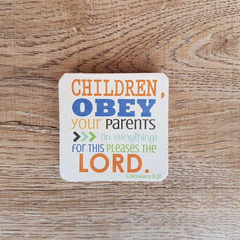 C&F Wooden Quote Magnet - Children Obey Your Parents - Kids Haven C&F Wooden Quote Magnet - Children Obey Your Parents - Kids Haven