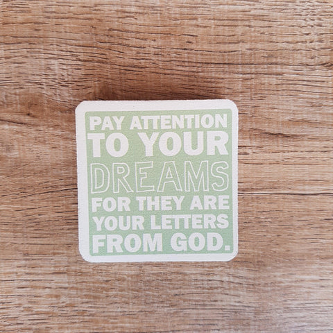 C&F Wooden Quote Magnet - Pay Attention To Your Dreams - Kids Haven C&F Wooden Quote Magnet - Pay Attention To Your Dreams - Kids Haven