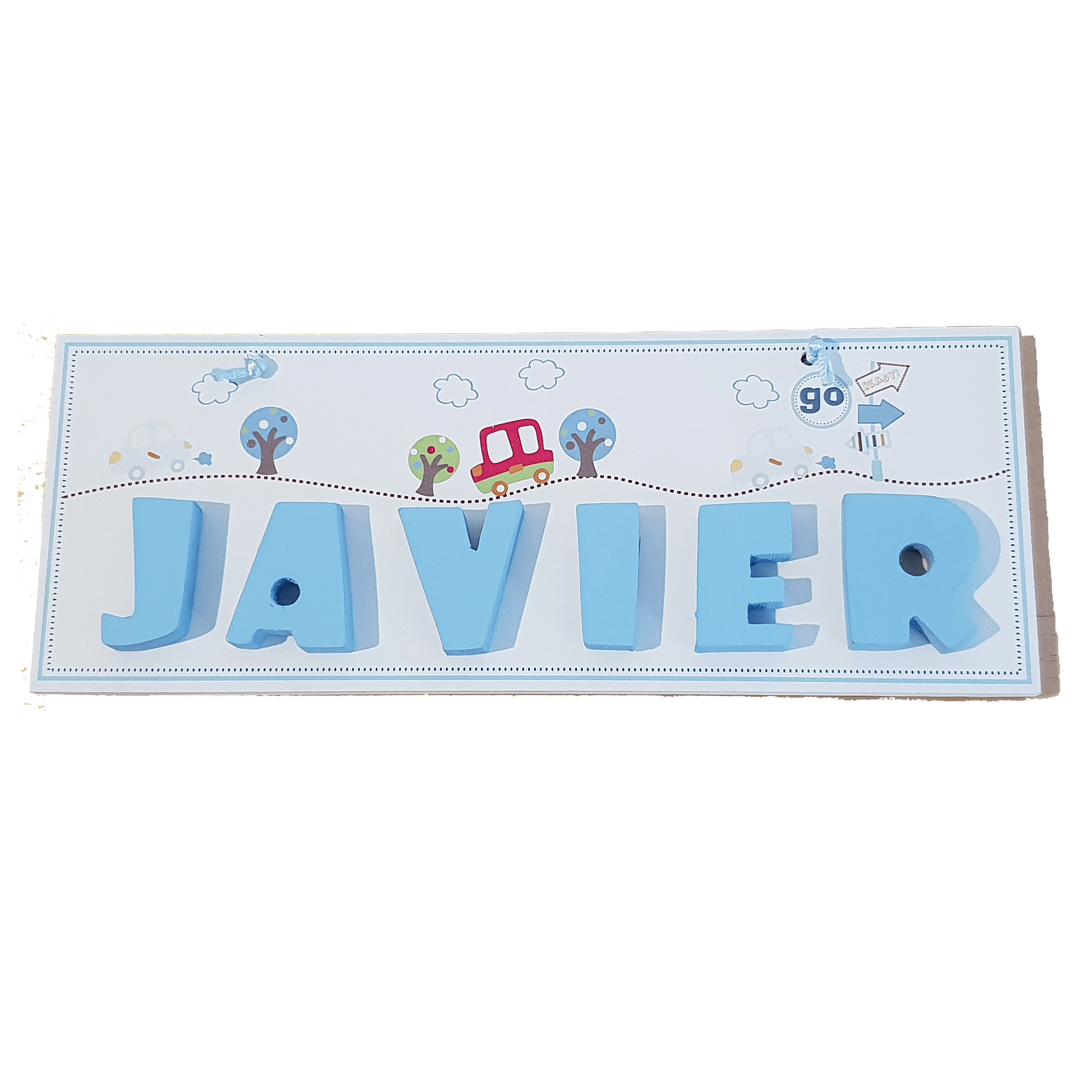 C&F Wooden Road to School Rectangle Name Plate