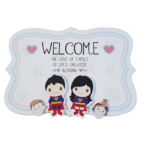 C&F Wooden Welcome Family Name Plate