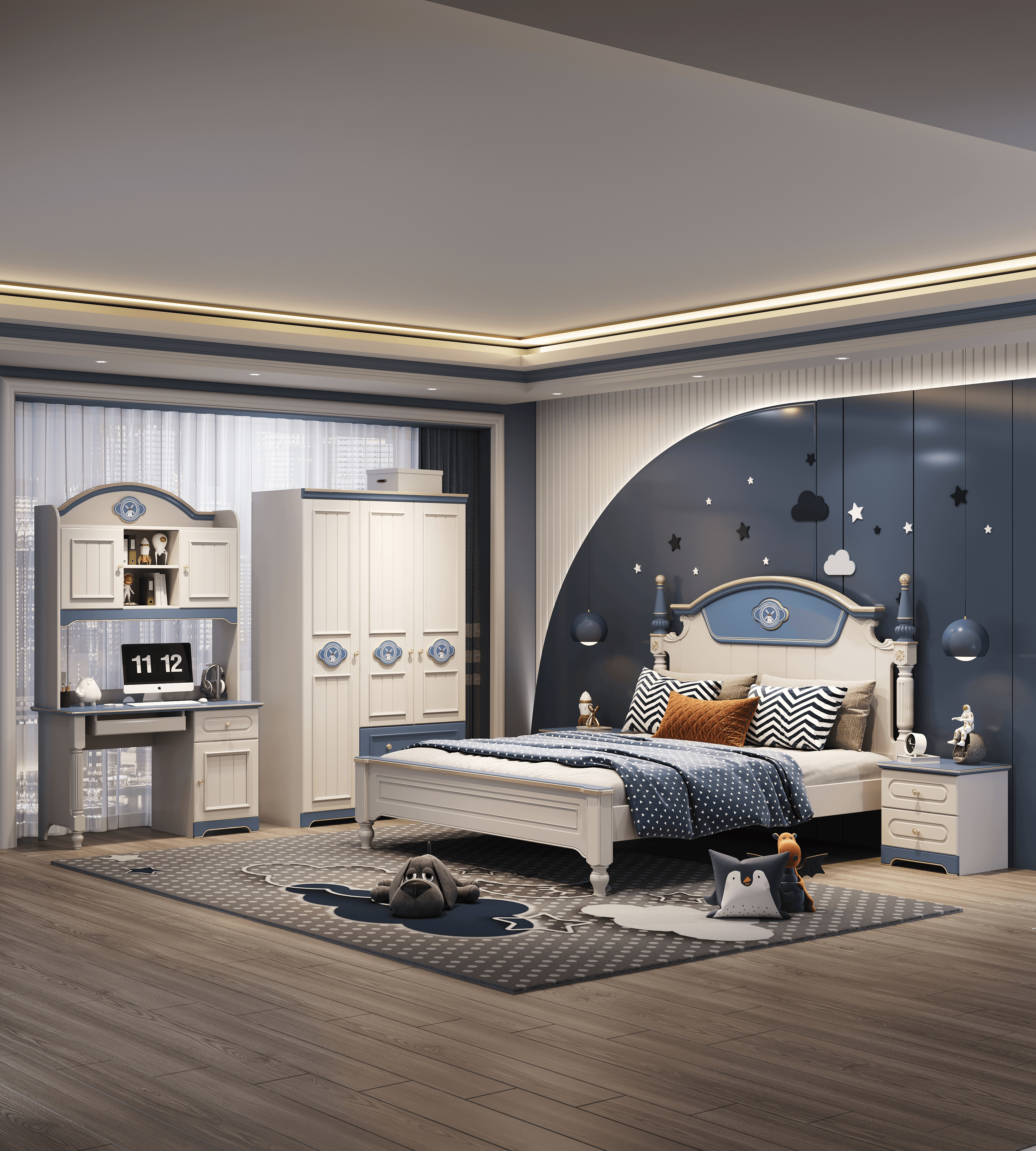 HB Rooms Dreamy Queen Bed (A11#) (Smaller size available) - Kids Haven HB Rooms Dreamy Queen Bed (A11#) (Smaller size available) - Kids Haven
