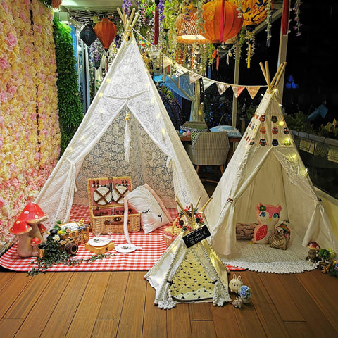 PETIT Lace Teepee With Mat and Lights - Kids Haven PETIT Lace Teepee With Mat and Lights - Kids Haven