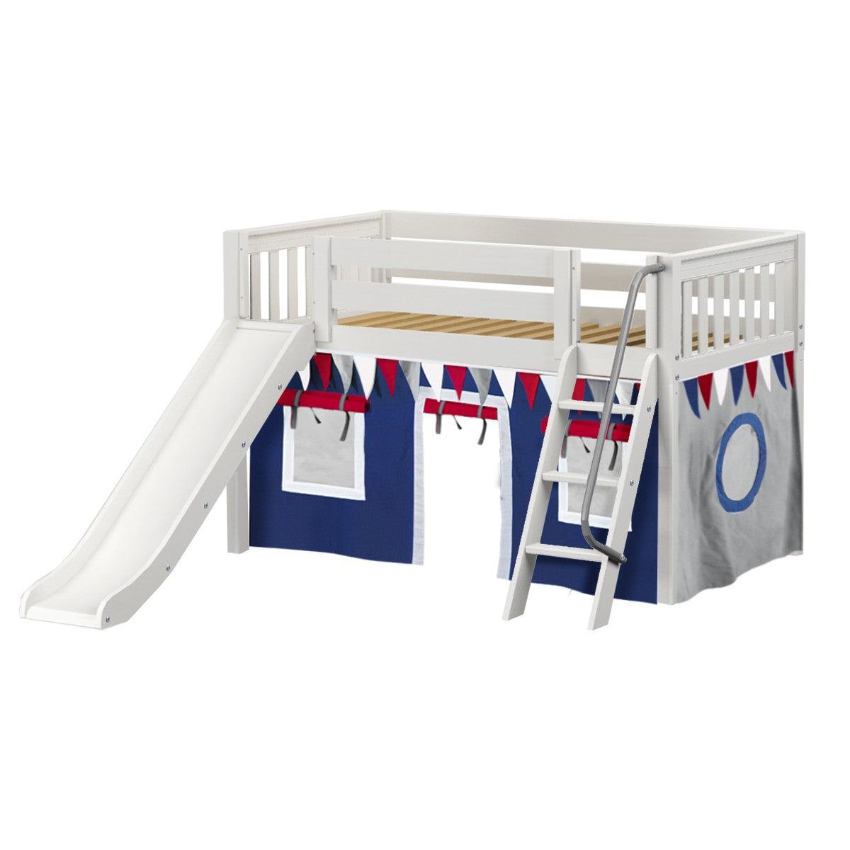 Maxtrix Low Loft w Front Slide (Ladder or Staircase) - fabric options - Kids Haven Maxtrix Low Loft w Front Slide (Ladder or Staircase) - fabric options - Kids Haven