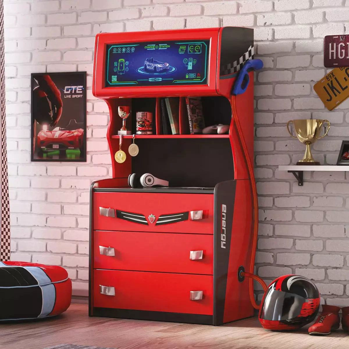 Kids red discount dresser
