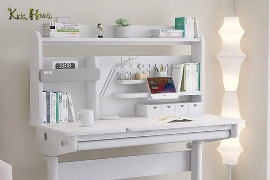 A minimalistic white study nook