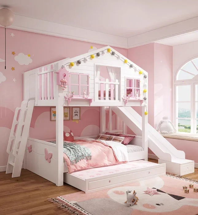 Nukhome Pink Tree House Bunk Bed (S006)