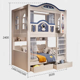 Dimensions of the spaceship-themed bunk bed, measuring 2400mm in height, 2030mm in width, and varying depth of 1300mm, 1450mm, or 1600mm