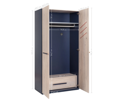 Cilek Trio 2 Doors Wardrobe