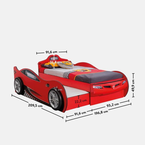 Cilek Race Cup Coupe Car Bed with Friend Bed (90x190 - 90x180cm)