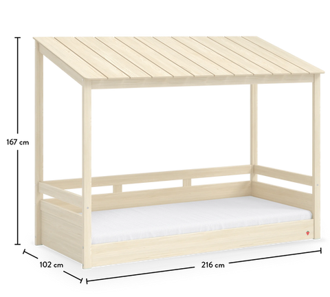Cilek Montes Natural Bed with Wooden Roof (90x200 Cm)