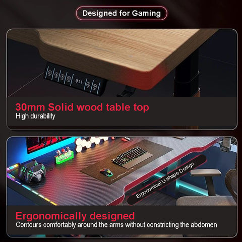 FLEK Ergonomic Black Gaming Table