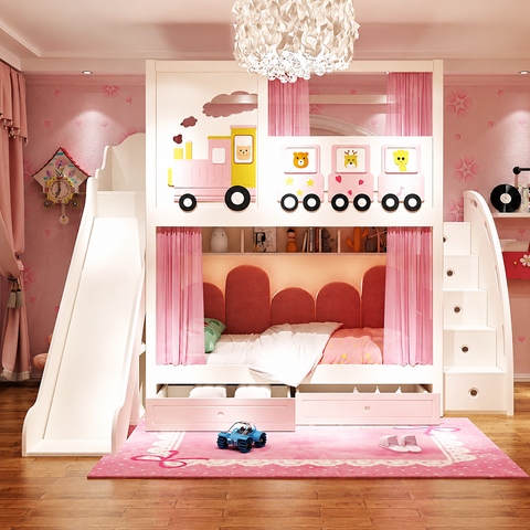 Nukhome Pink Train Bunk Bed (707-16)