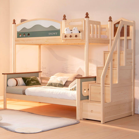 Sampo Snowy Bunk Bed w Staircase - Kids Haven