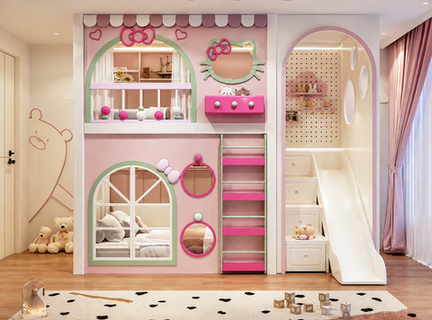 Nukhome Pastel Kitty Bunk Bed (D22)