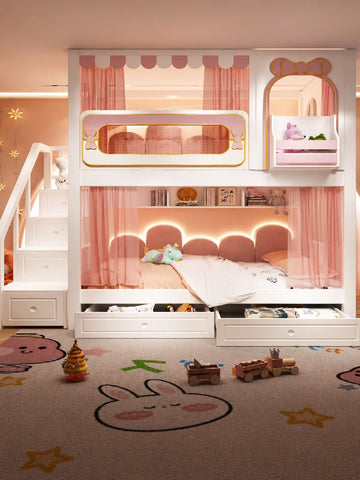 Nukhome Pink Ribbon Bunk Bed (D12)