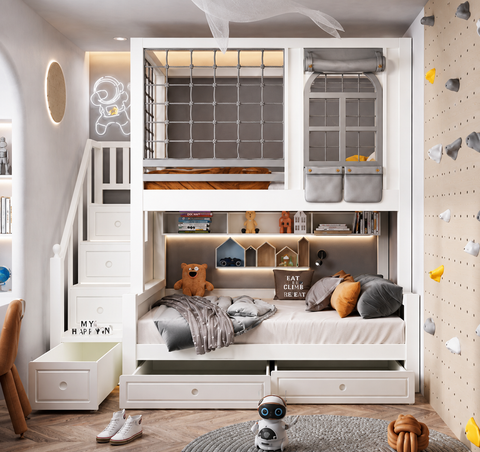Nukhome Grey Petal Bunk Bed (G080 - Grey)