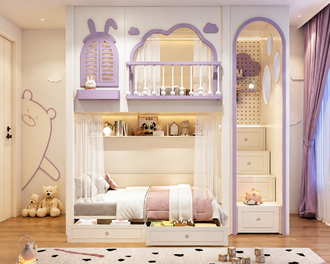 Nukhome Lilac Dreamhouse Bunk Bed (D24)