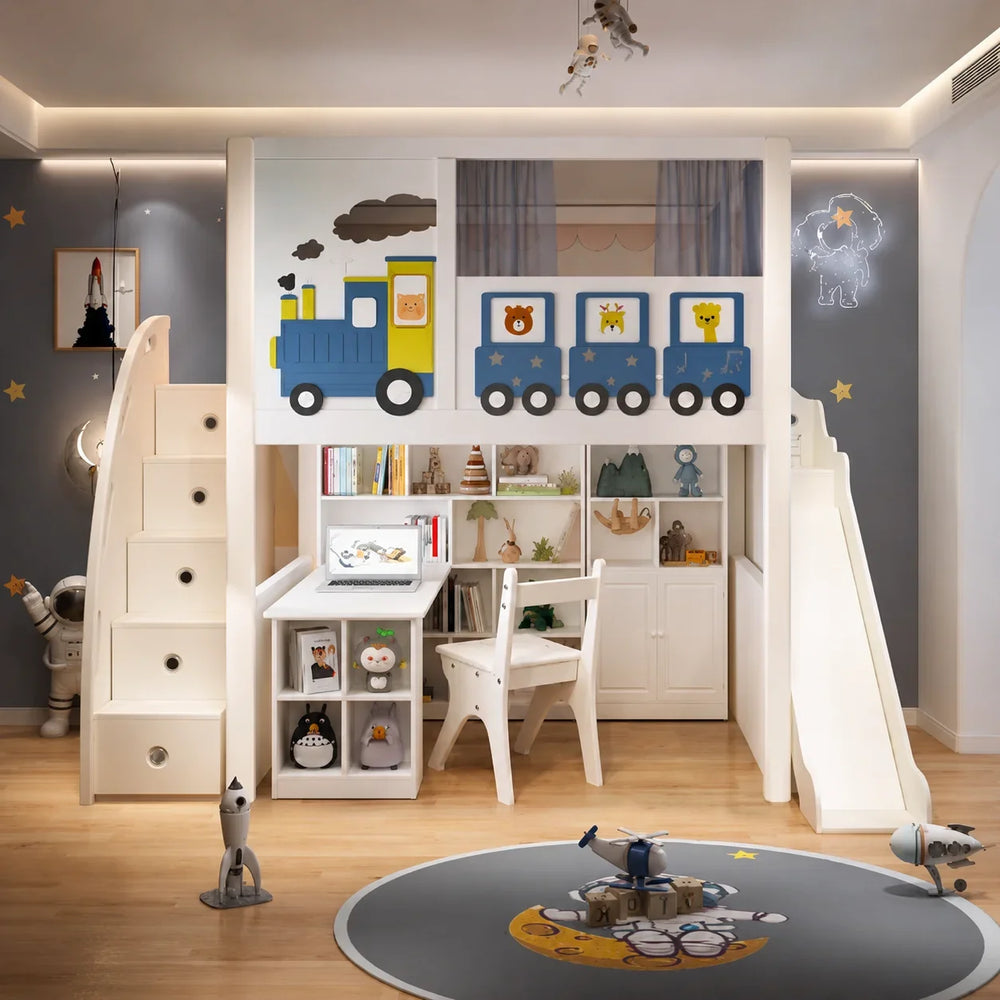 Nukhome Blue Train Kids Loft Bed (707-15 Loft)