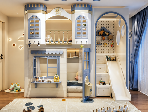Nukhome Blue Castle Bunk Bed (D25-1)