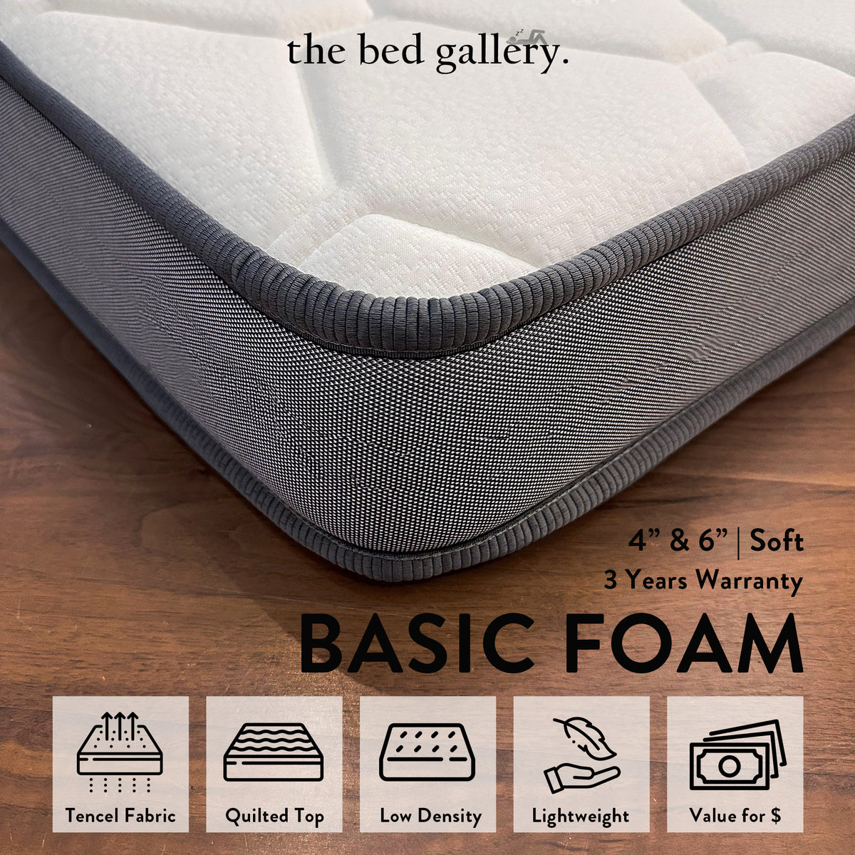 The Bed Gallery 4" or 6" Foam Mattress (Various Sizes)