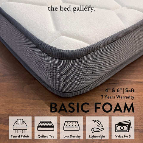 The Bed Gallery 4" or 6" Foam Mattress (Various Sizes)