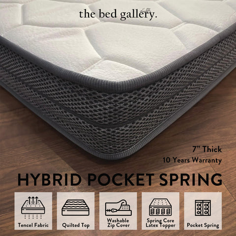 The Bed Gallery 7" Hybrid Pocket Spring Mattress (Various Sizes)