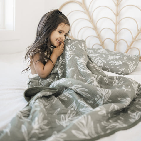 lullypop Blanket in Sage Leaves (Multiple Sizes)