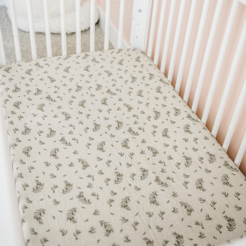 lullypop Fitted Cot Sheet - Botanical (Multiple Sizes)