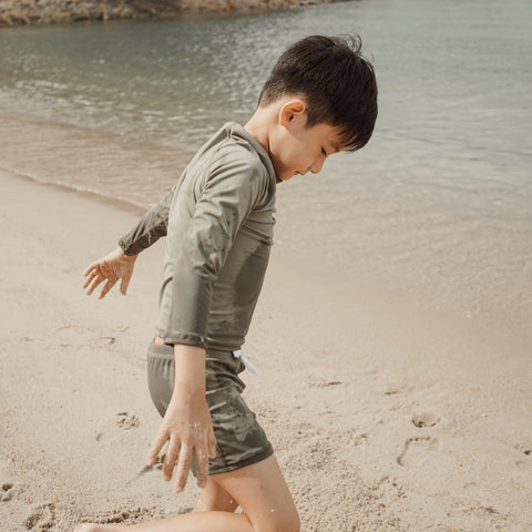 lullypop Boy Swim Top in Moss