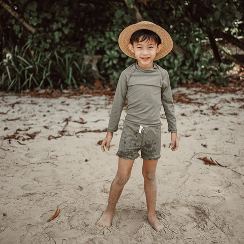 lullypop Boy Swim Top in Moss