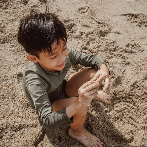 lullypop Boy Swim Top in Moss